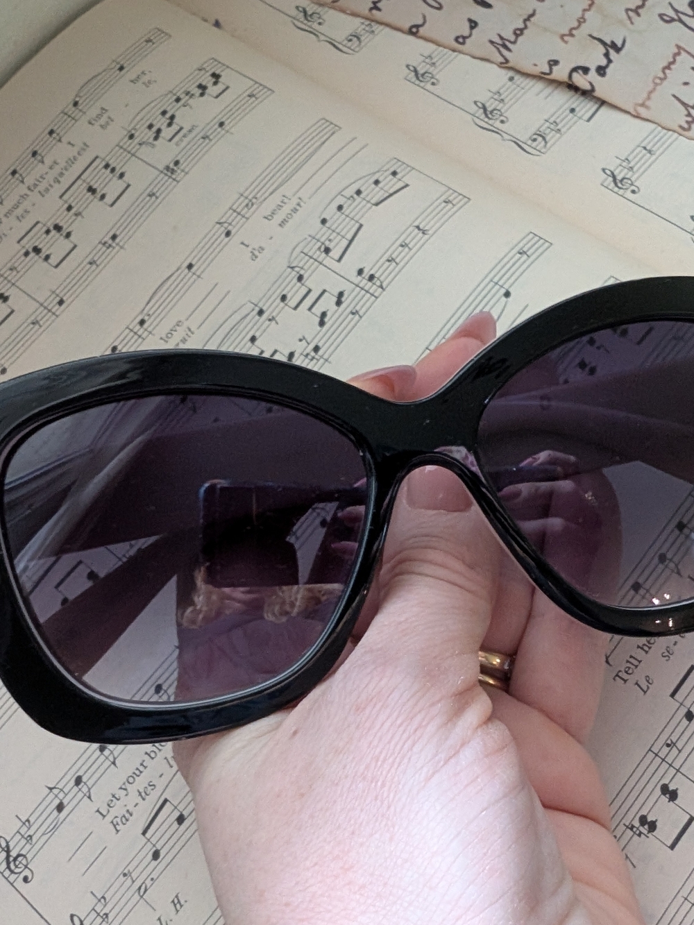 Lauren Conrad Women’s Black Cat-Eye Sunglasses with Purple Lenses - Picture 7 of 10